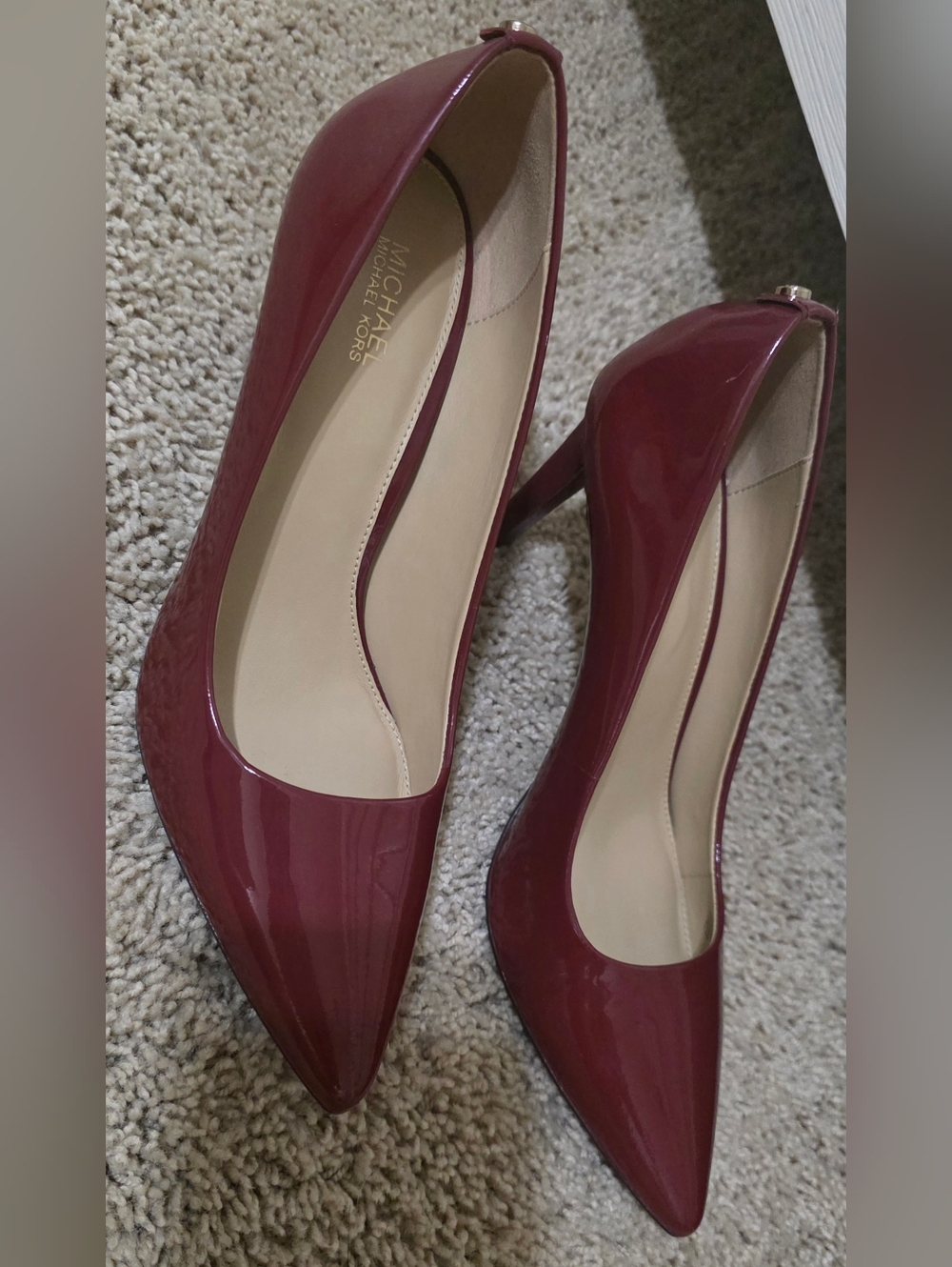 Michael Kors Women's Burgundy Patent Pointed-Toe Pumps Size 7.5